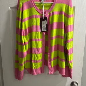 Victor Glemaud Pink and Yellow Striped Cardigan